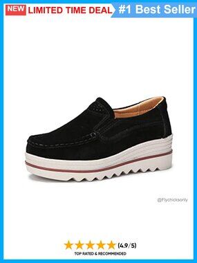 Womens Platform Loafers Slip On Comfort Walking Business Casual Shoes PU